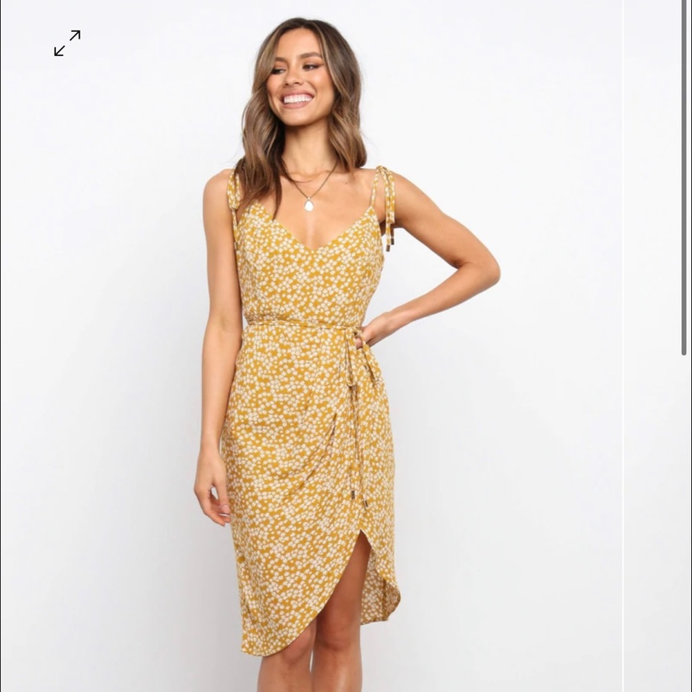 NWT_ Petal & Pup Here Comes The Sun Ewald Dress in Mustard